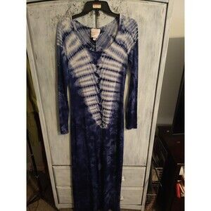 Romeo Couture Maxi V-neck Tie-dye Long Sleeve Dress Medium Boho Beachy Feminine